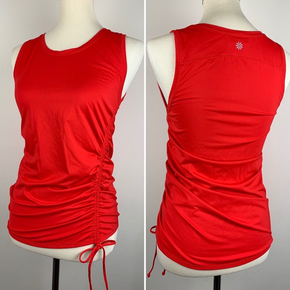 Athleta Tops - Red Athleta Sleeveless Tank Top Ruched Detailing S